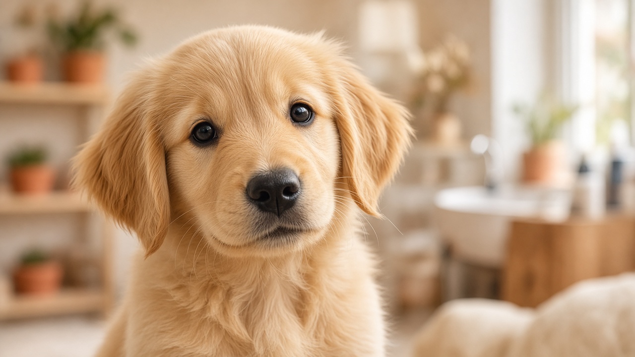 Sweet golden retriever puppy — the vibe behind PawDesk